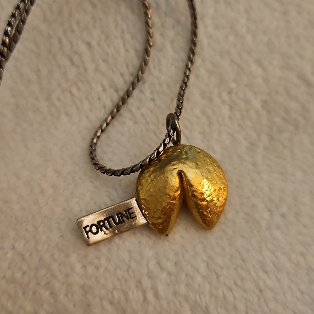 BRIGHTON Dainty Two-tone Lucky Fortune Cookie Pendant Necklace - Picture 4 of 6